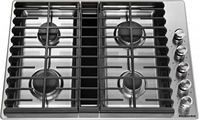 KitchenAid® 30" Stainless Steel Gas Downdraft Cooktop-0
