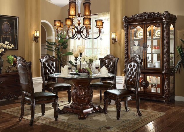 ACME Furniture Vendome Glass Top Dining Table with Cherry Base-1