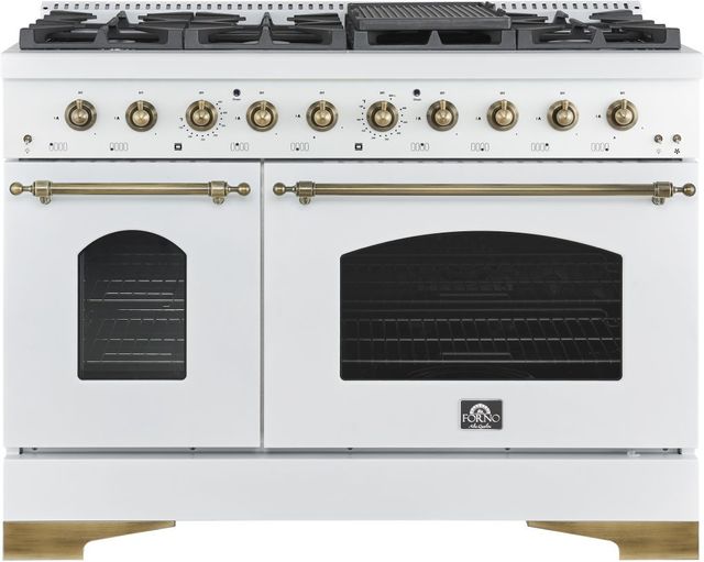 FORNO® Antico Series Alta Qualita 48" White Pro Style Gas Range-0