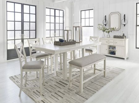 Signature Design by Ashley® Robbinsdale Antique White Counter Height Dining Extension Table