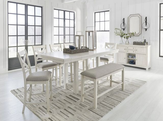 Signature Design by Ashley® Robbinsdale Antique White Counter Height Dining Extension Table-6