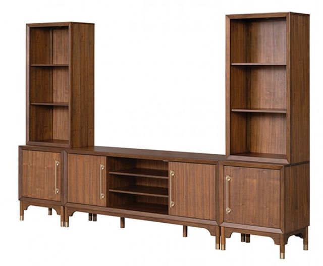 Furniture of America® Hepburne Walnut Entertainment Center-0