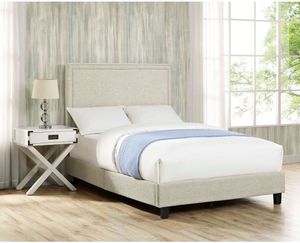 Elements International Erica Natural Upholstered Queen Platform Bed Elements International Erica Natural Upholstered Queen Platform Bed