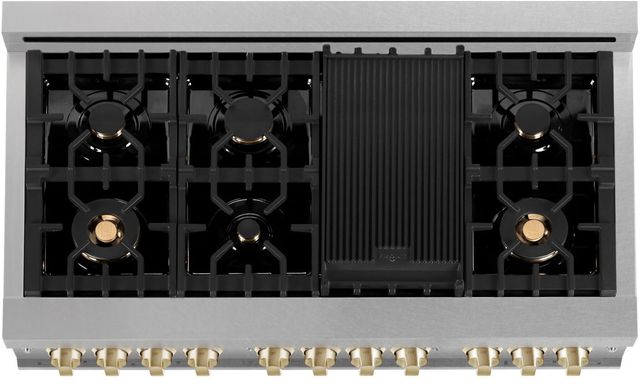 ZLINE Autograph Edition Legacy 48" Satin Stainless Steel Pro-Style Dual Fuel Range with 7-Burner Gas Cooktop and Two Electric Ovens-3