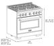 ZLINE Designer Collection Paramount 36" 5.2 Cu. Ft. Black Satin Stainless Steel Gas Range with 6 Burner DuoPro™ Cooktop and Convection Gas Oven with Black Matte and Champagne Bronze Accents-1