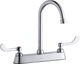 Elkay Chrome 8" Centerset Exposed Deck Faucet with 5" Gooseneck Spout and 4" Wristblade Handles-0