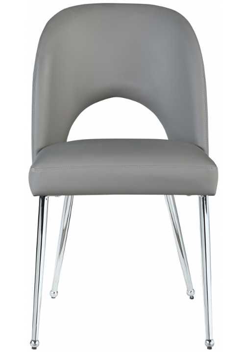 Meridian Furniture Logan Grey/Chrome Velvet Dining Side Chair-1