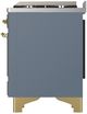 Ilve® Majestic III 40" Blue Gray Pro Style Dual Fuel Liquid Propane Range with Triple Glass Door and Brass Trim-4