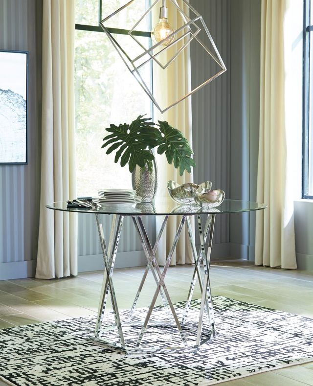 Signature Design by Ashley® Madanere Glass Top Dining Room Table with Chrome Base-3