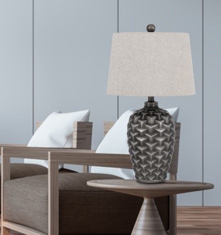 Cal® Lighting & Accessories Dresano Metallic Silver Table Lamp-1