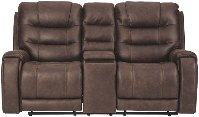 Signature Design by Ashley® Yacolt Walnut Power Recliner Loveseat with Adjustable Headrest-3