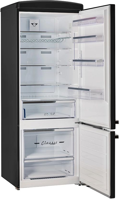 Unique Appliances Classic Retro 28" 17 Cu. Ft. Midnight Black Counter Depth Bottom Freezer Refrigerator-2