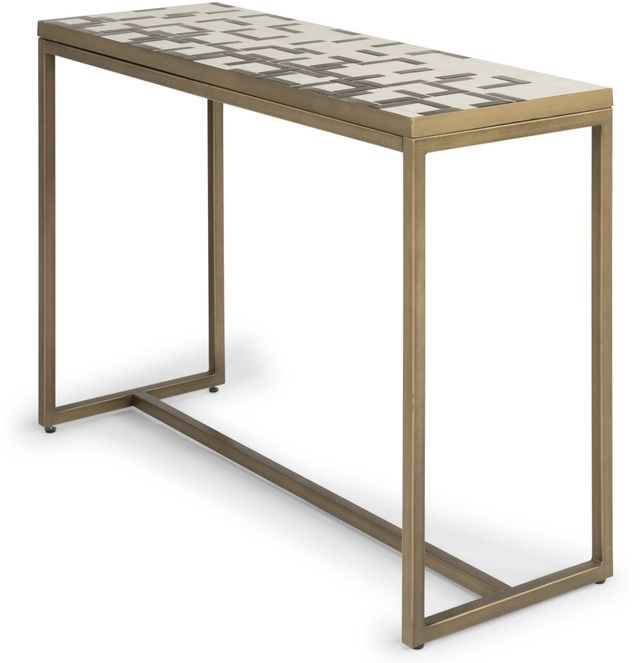 homestyles® Geometric II Bronze Console Table with Cream Mosaic Tile Top-3