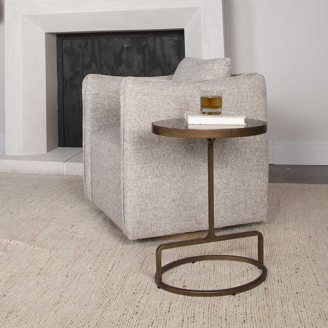 Uttermost® Jessenia Dark Gray Bluestone Top Accent Table with Antiqued Brushed Gold Base-1