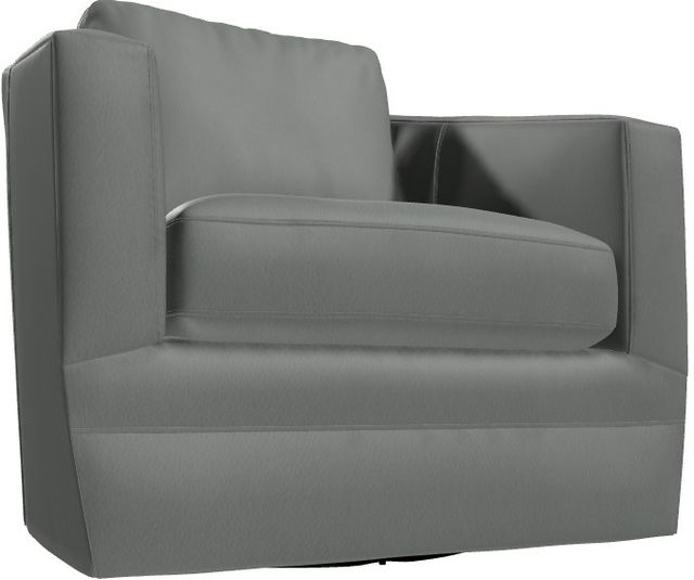Craftmaster® Customizable CM Leather Barrel Back Swivel Chair-3