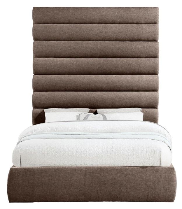 Meridian Furniture Adam Brown 89" Queen Upholstered Panel Bed-1