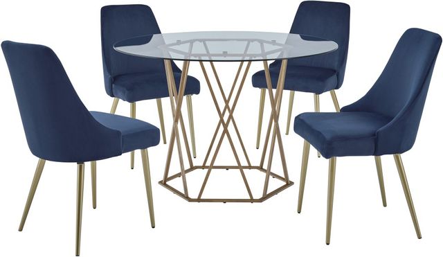 Signature Design by Ashley® Wynora Smoke Glass Dining Table With Gold Base -4