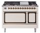 Ilve® Nostalgie II Noblesse 48'' Antique White Pro Style Dual Fuel Range with Burnished Trim-0