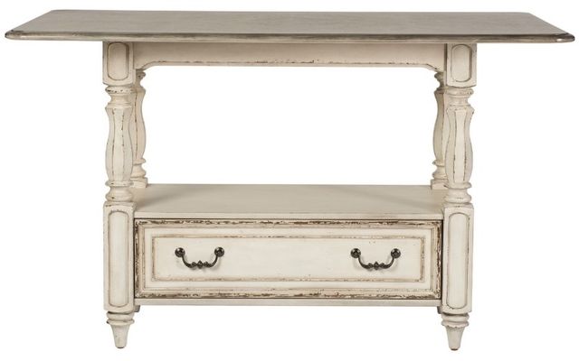 Liberty Furniture Magnolia Manor Weathered Bark Dining Gathering Table with Antique White Base-2