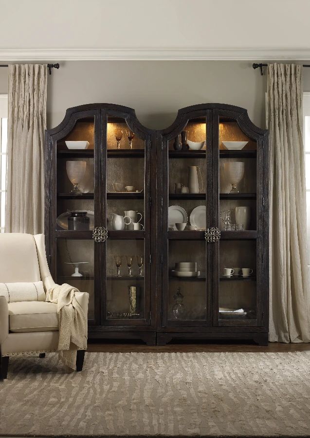 Hooker® Furniture Sanctuary Ebony Antiqued Oak Glass Bunching Curio-1