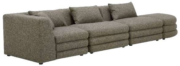 Moe's Home Collection Lowtide Linear 4-Piece Stone Tweed Right-Arm Facing Modular Sectional and Ottoman-0