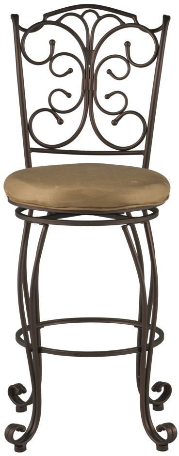 Linon Gathered Back Brown Bar Stool-1