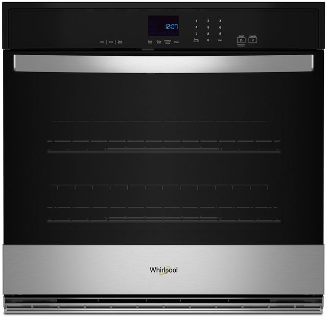 Whirlpool® 30” Fingerprint Resistant Stainless Steel Single Electric Wall Oven with Steam Clean-0