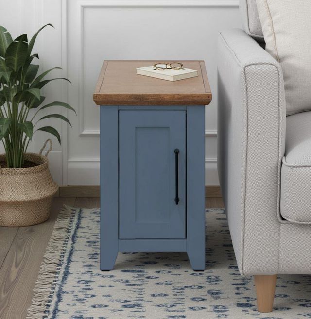 Legends Home Ithaca Bourbon Chairside Table with Blue Denim Base-1
