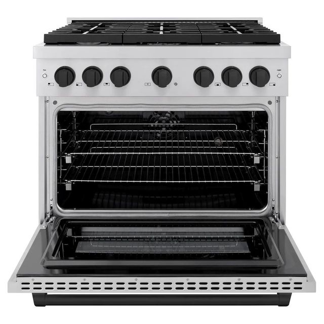 ZLINE Autograph Edition Paramount 36" Stainless Steel Pro Style Dual Fuel Range with Matte Black Accents-1