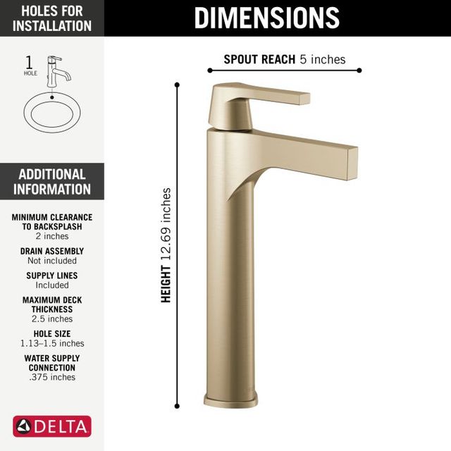 Delta Zura® Champagne Bronze Single Handle Vessel Bathroom Faucet-1