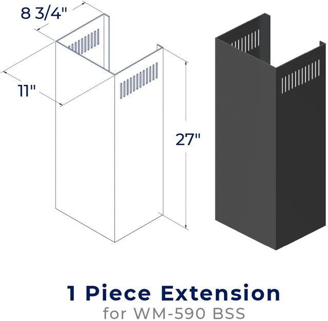 Hauslane Black Stainless Steel Range Hood Chimney Extension-0