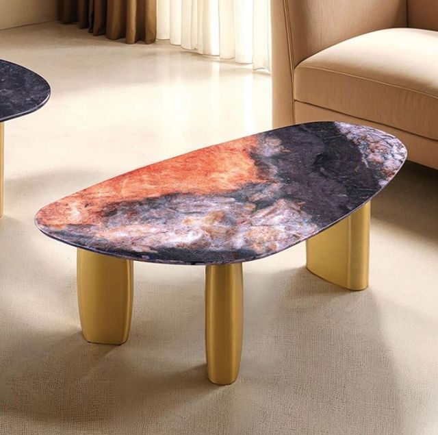 Furniture of America® Northwich Black/Gray Coffee Table with Matte Gold Base-1