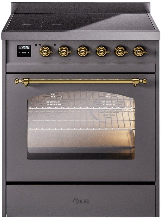 Ilve® Nostalgie II Series 30" Matte Graphite Pro Style Induction Range-0