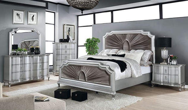 Furniture of America® Aalok Silver/Warm Gray California King Bed-1