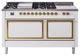 Ilve® Nostalgie II Noblesse 60'' White Pro Style Dual Fuel Range with Brass Trim-0
