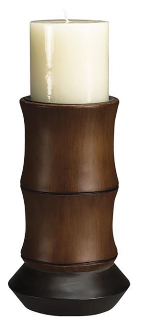 Cal® Lighting & Accessories Bamboo/Black Candle Holder-0