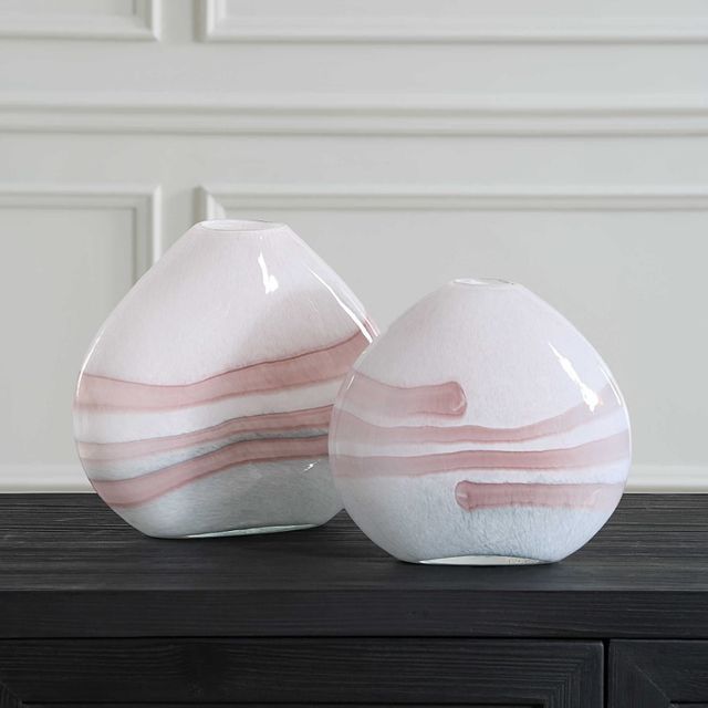 Uttermost® Blush 2-Piece White Swirl Vase Set-1
