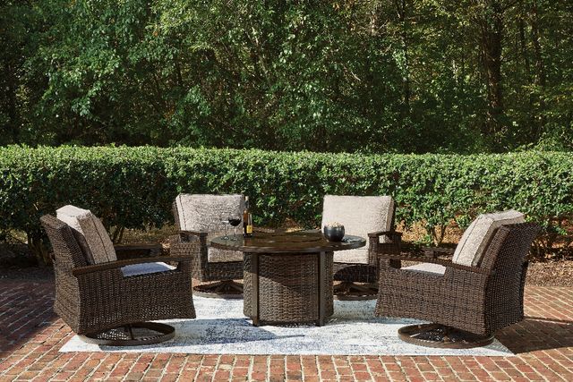 Signature Design by Ashley® Drakes Beach 3-Piece Beige/Dark Brown Aluminum Outdoor Conversation Set-1