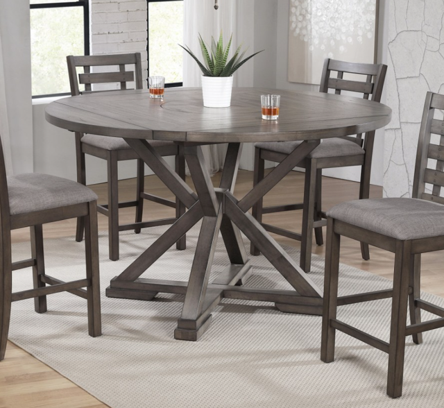 Winners Only® Stratford Gray Tall Table with Lazy Susan-2