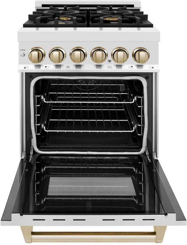 ZLINE Autograph Edition 24" Stainless Steel Pro Style Dual Fuel Range with Polished Gold Accents -1
