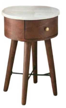 Steve Silver Co. Bangalore White Accent Table with Brown Cherry Base-0