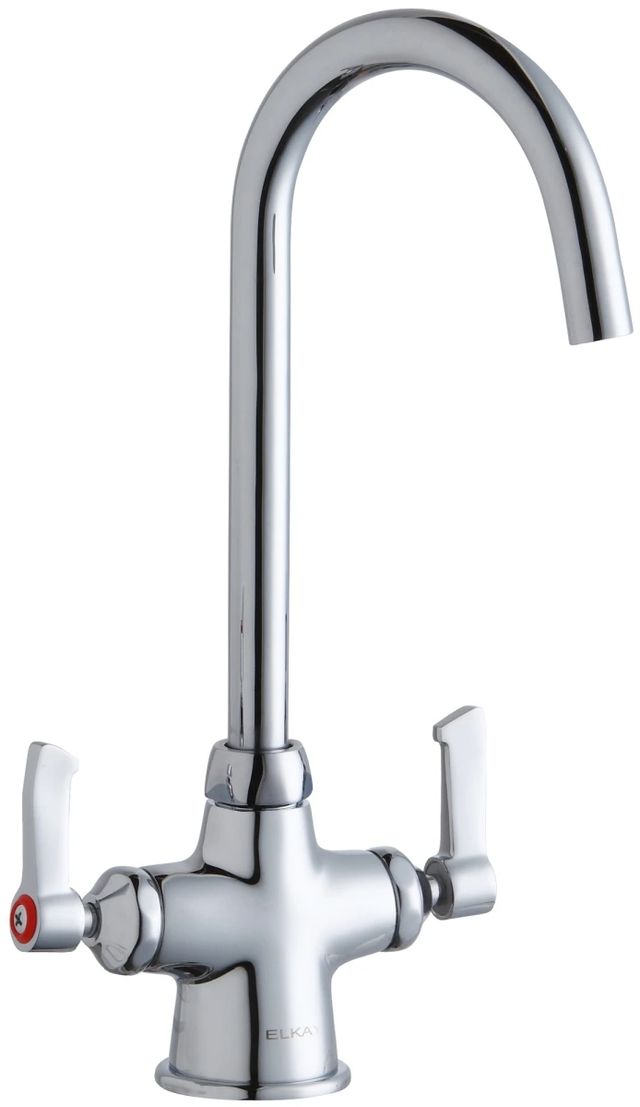 Elkay Chrome Single Hole Concealed Deck Laminar Flow Faucet with 5" Gooseneck Spout and 2" Lever Handles-0