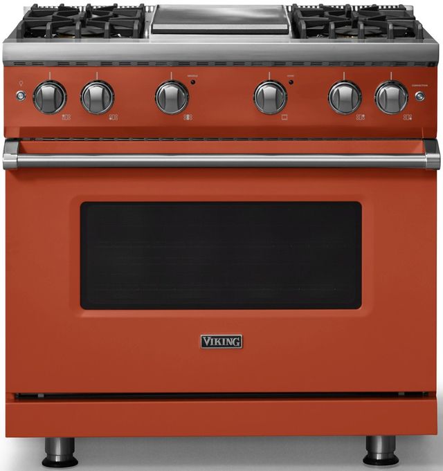 Viking® 5 Series 36" Spiced Cider Pro Style Gas (NG) Range with Polished Chrome Trim-0