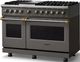 Viking® 5 Series 48" Damascus Gray Pro Style Dual Fuel (NG) Range with Brushed Brass Trim-3
