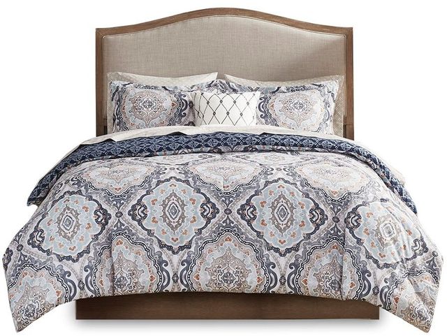 Olliix by Madison Park Essentials Navy Twin Titus Reversible Complete Bedding Set-0