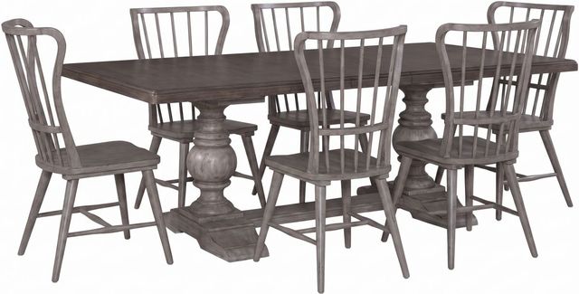 Liberty Furniture River Place 7-Piece Riverstone Gray/Tobacco Dining Set-0