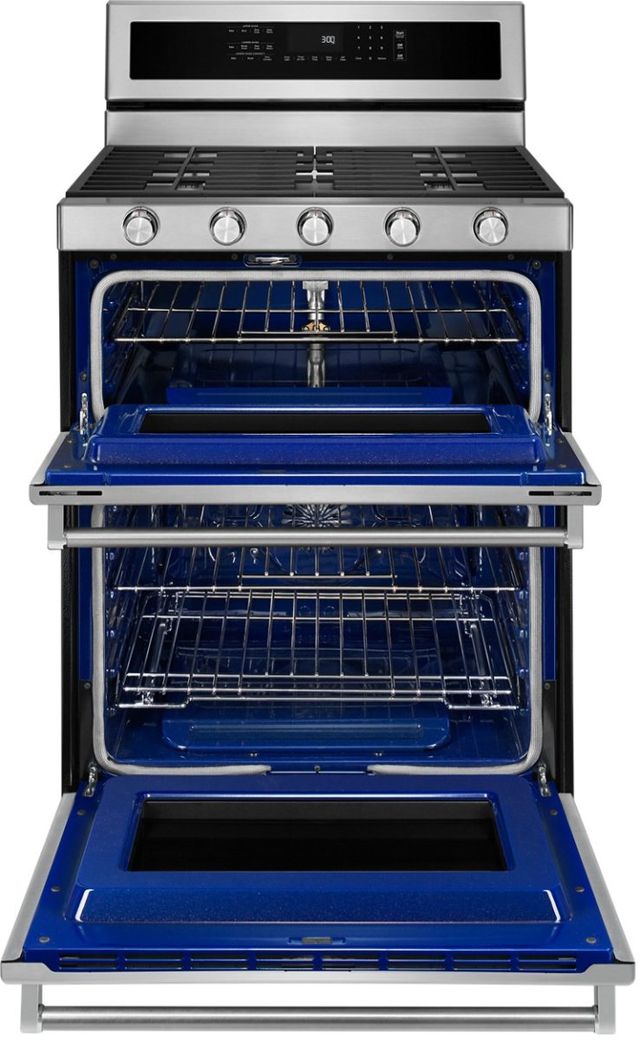 KitchenAid® 30" Stainless Steel Freestanding Gas Double Oven Range-1