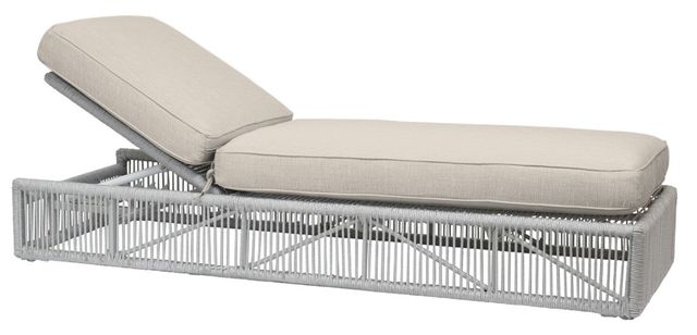 Sunset West Miami Silver Gray Aluminum/Olefin Rope Outdoor Adjustable Chaise with Echo Ash Cushion-0