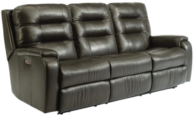 Flexsteel® Customizable Arlo Leather Power Reclining Sofa with Power Headrest and Lumbar-0