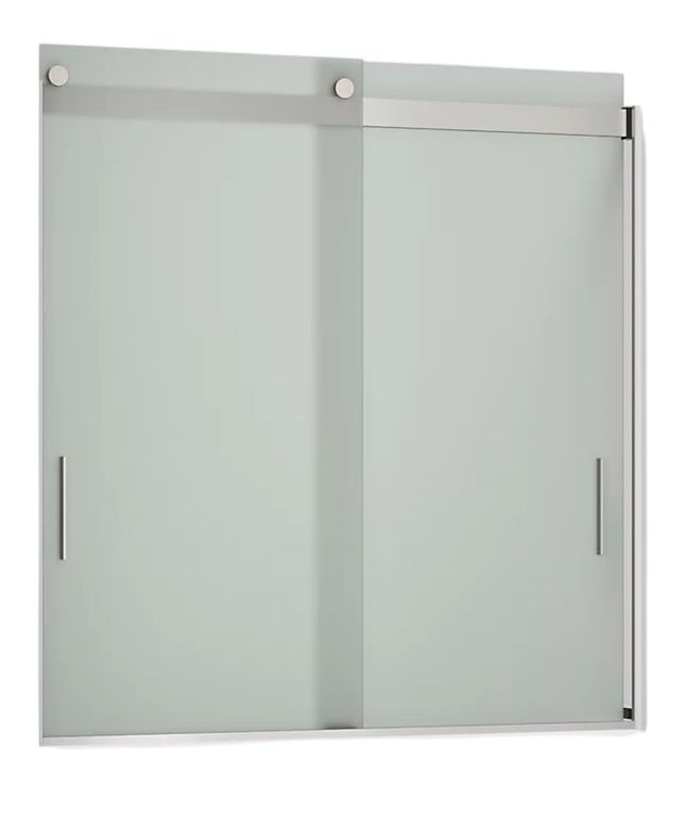 KOHLER Levity® Matte Nickel 62" x 57" - 60" Sliding Bath Door with Frosted Glass-0